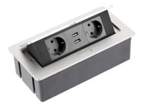 El. zásuvka SOFT Aluminium 2x 230V 16A + 2x USB nab.