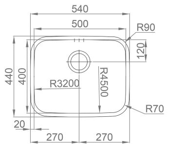 Sinks BELÉM 540 V 0,8mm spodní leštěný (1)