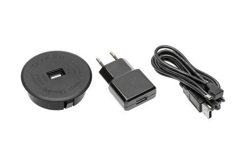 USB indukční nabíječka USB s napájením - černá max 1A