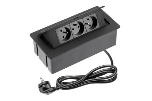 El. zásuvka SOFT Černá 3x 230V 16A (49668)